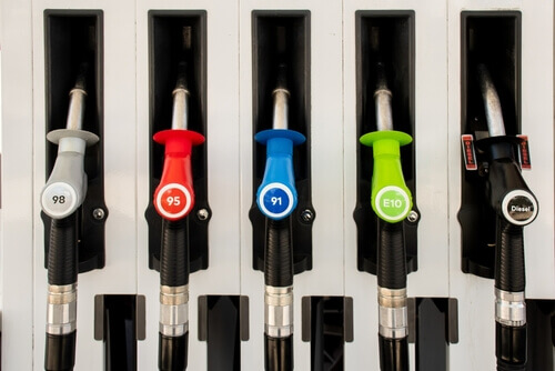 Petrol pumps hoses on station Australia