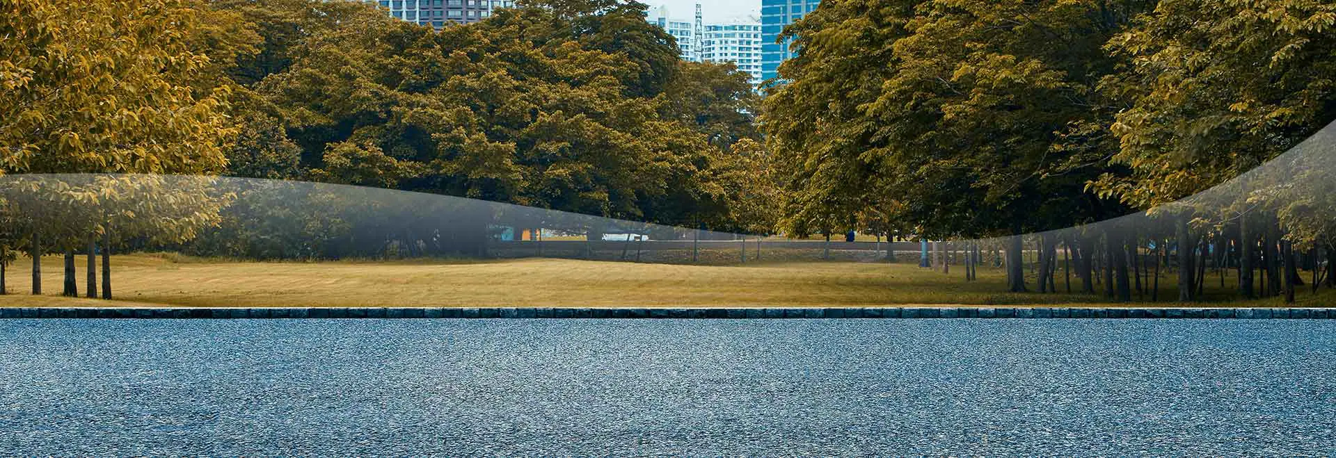 Tranquil park in city near water, Subaru calm
