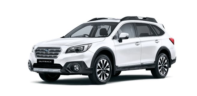White Subaru Outback